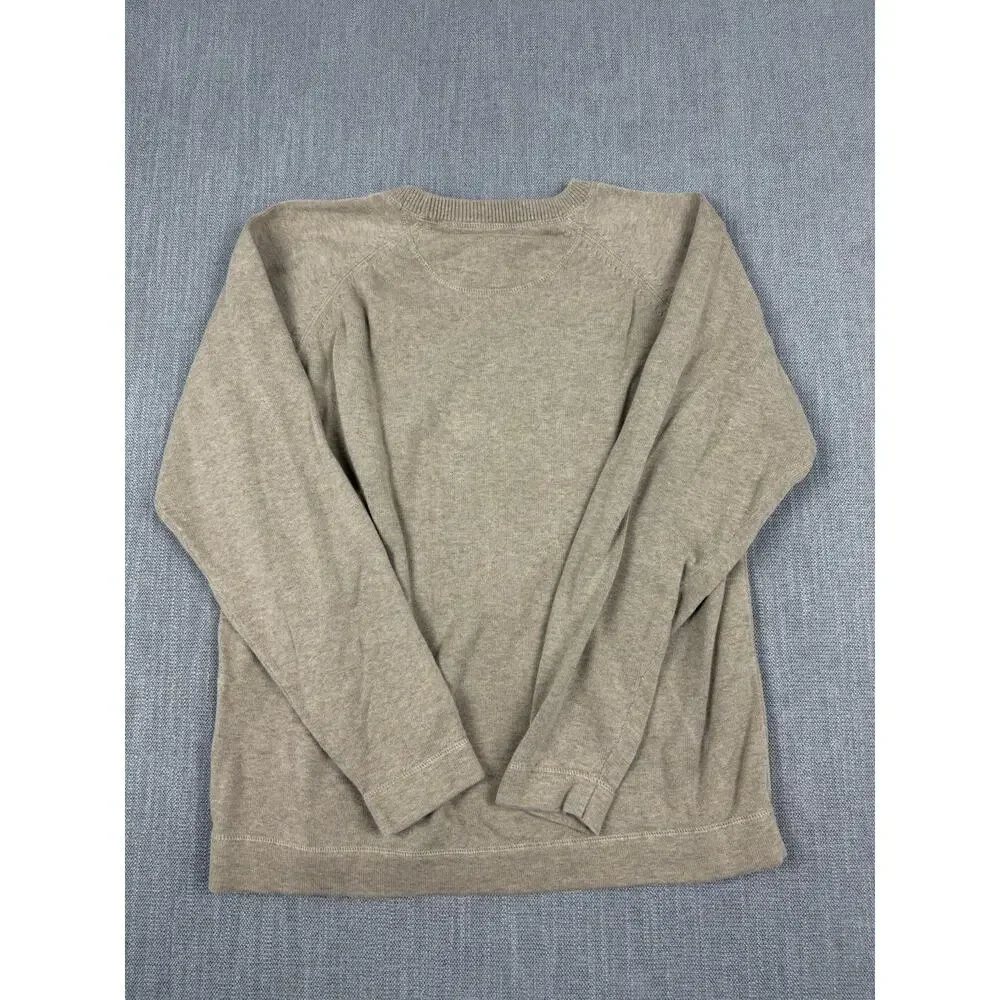 St. John’s Bay Women’s Sweatshirt Large Brown Cotton Raglan Crewneck Pullover